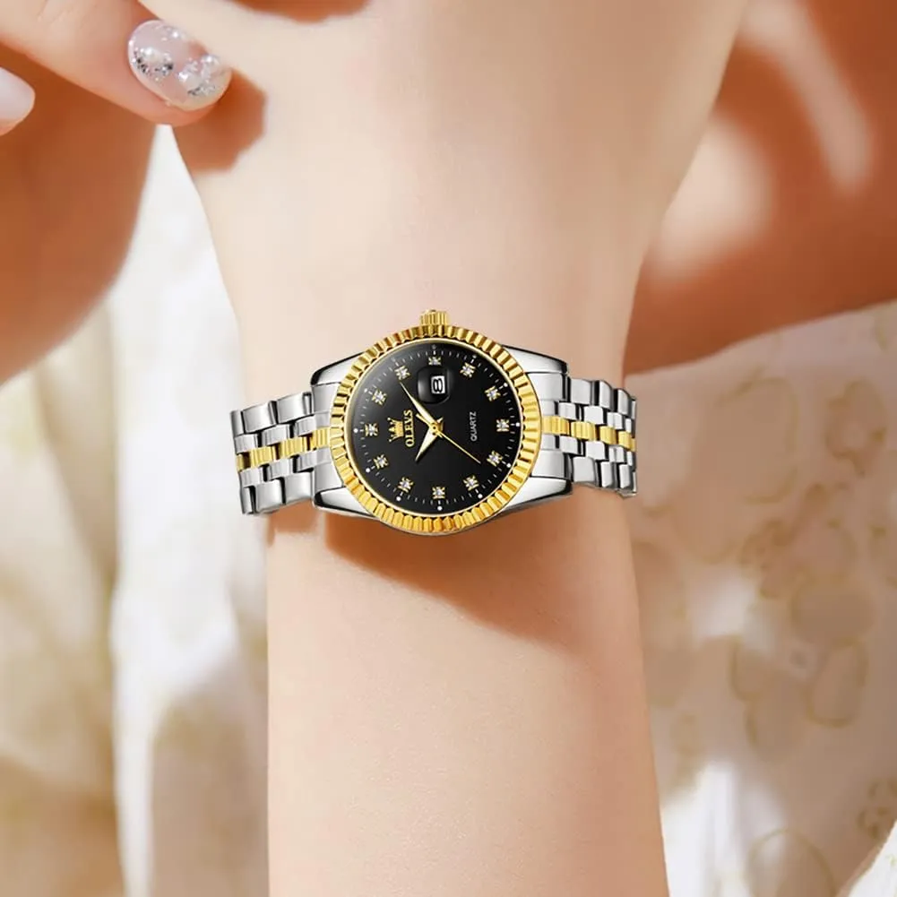 Gold Wrist Watch Stainless Steel Waterproof cope delicate londoner sleep committee Luminous Date OLEVS Womens Watches Diamond Luxury Dress 