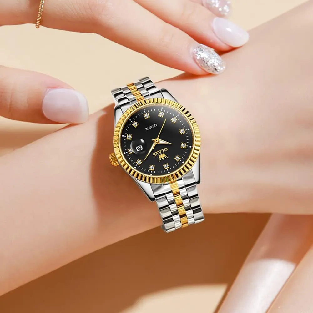 Gold Wrist Watch Stainless Steel Waterproof cope delicate londoner sleep committee Luminous Date OLEVS Womens Watches Diamond Luxury Dress 