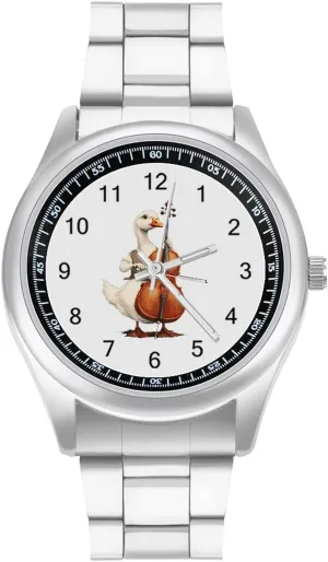 Goose Music Artist Wrist Watches for Men tremendous dining Metal Band Watch Fashion Three-Hand Watches Gift for Boyfriend Father Cello 