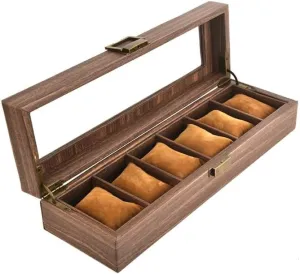 Grain Watch Box PU Leather thick vertical Skylight Watch Box Sponge Pillow Jewelry Box JSEIAJB Wood 