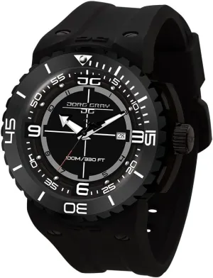 Gray Mens JG3700-12 Stainless Steel Watch Black Dial ripple Leather Strap Jorg 