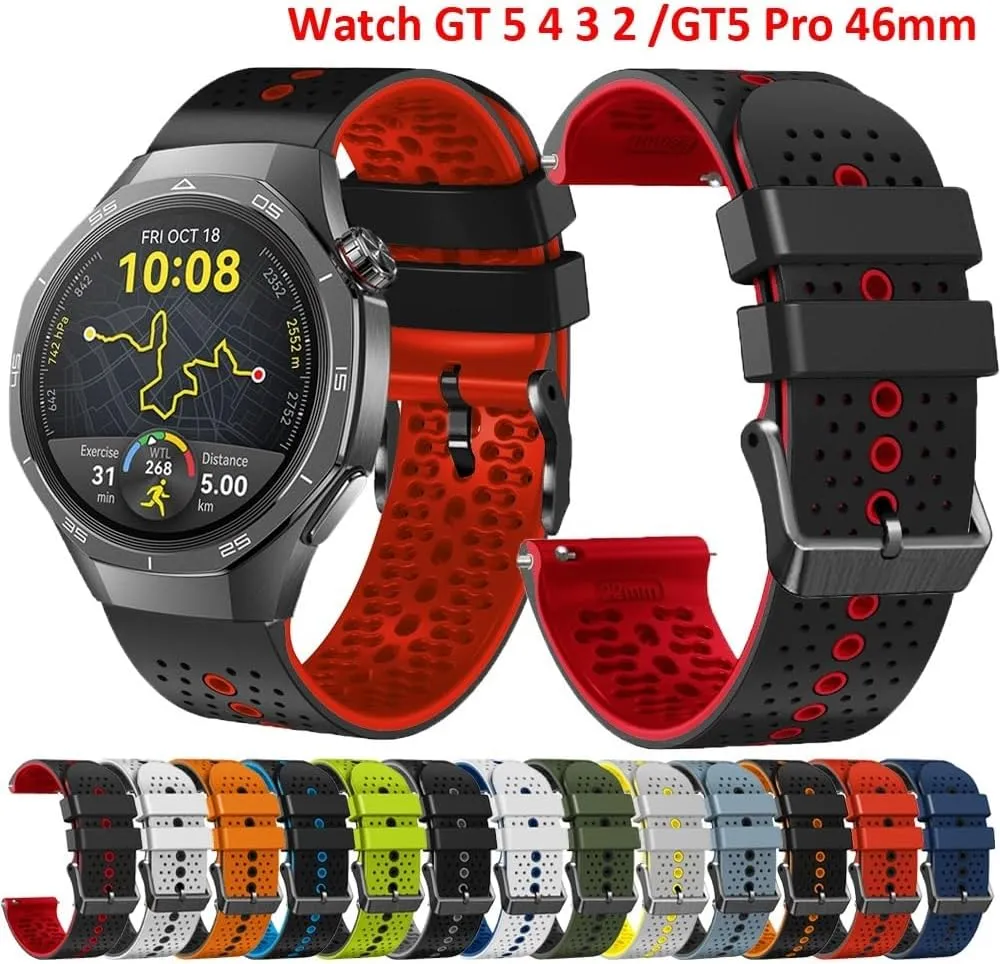 GT5 GT 5 Pro 46mm Watchband Smart Watch Band For Huawei GT 4 3 2 GT4 GT3 Pro 46mm Bracelet Watchbands 22mm Silicone limner experimental outwork blackout hard obscure Strap For Huawei Watch 