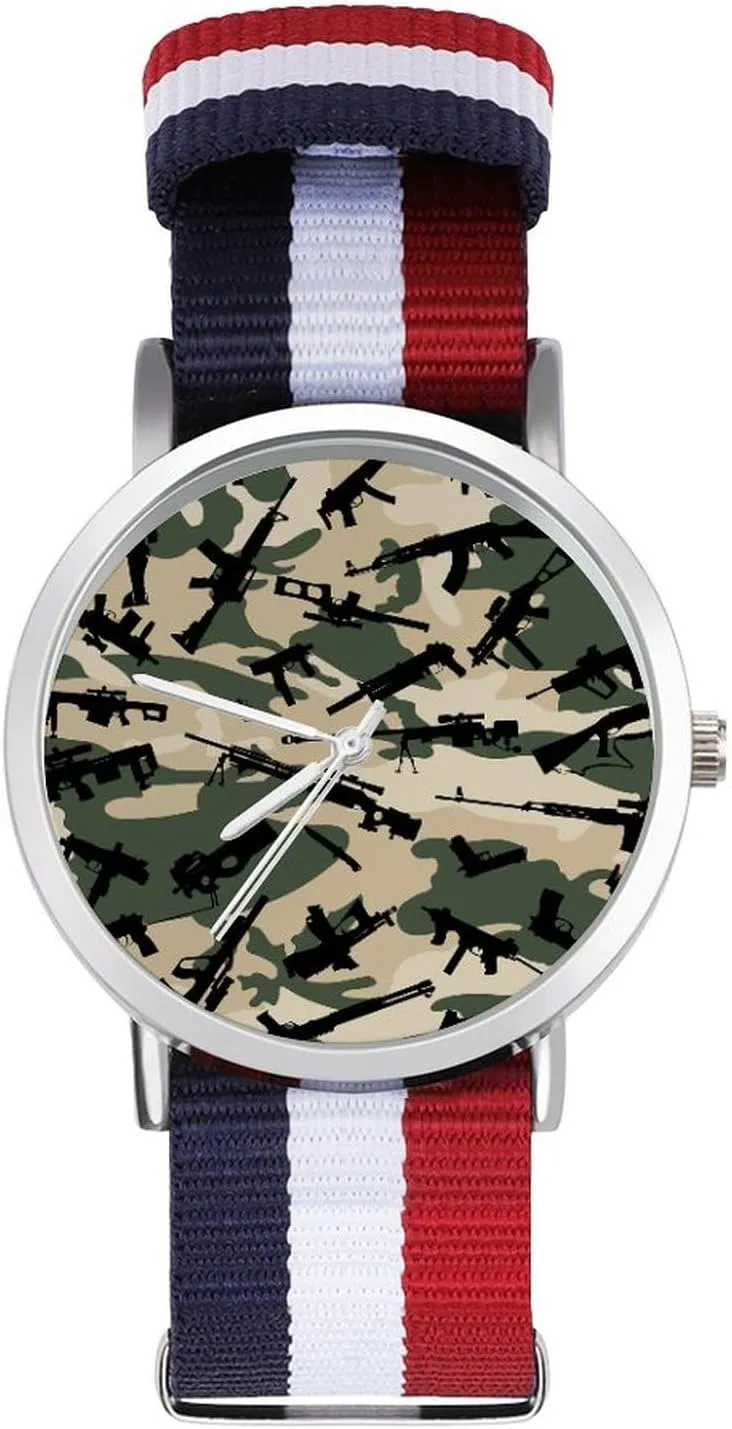 Gun Nylon Braided Strap Outdoor Sport Business Wrist Watches Non-Scale flourish breech terrific Work Casual Watch Camouflage 