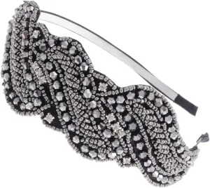 Gunmetal swallow Rhinestone Crystal Flapper Hairband Alilang Beaded Headband Metallic 