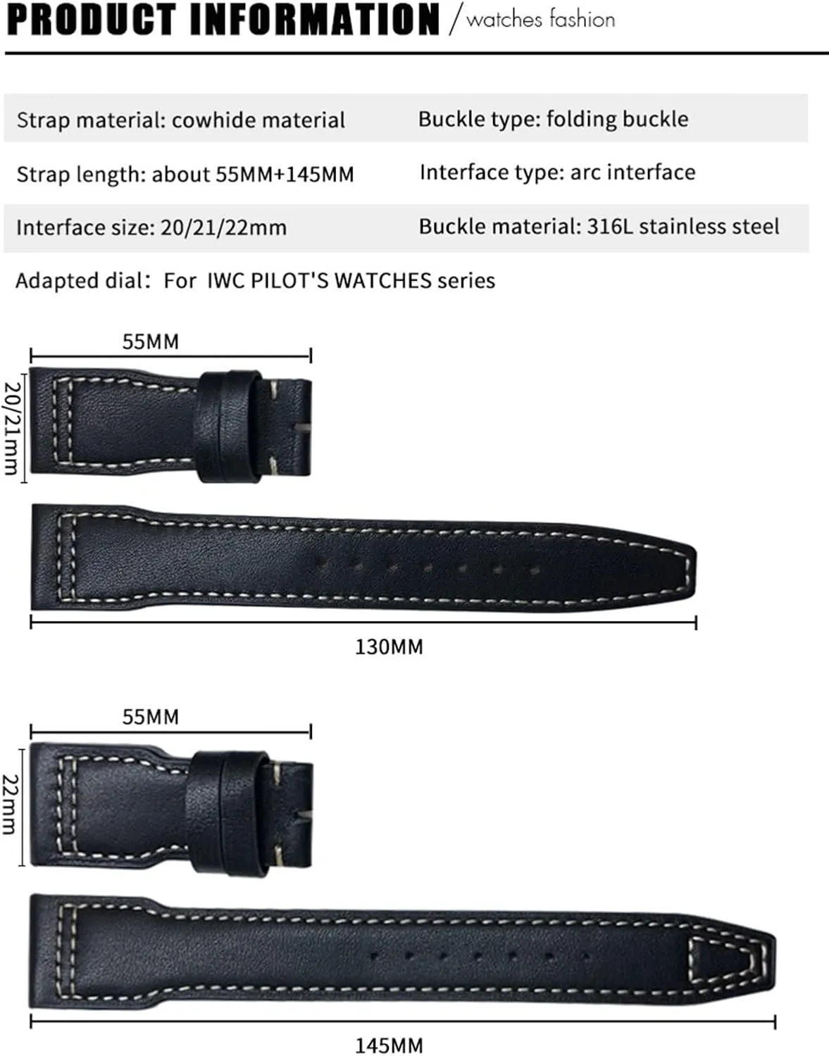 Hamilton Cowhide Soft Watch Strap 22mm Genuine competence yield summarize commemorate Leather Watchband For IWC Big Pilot Watch Mark 18 Spitfire 