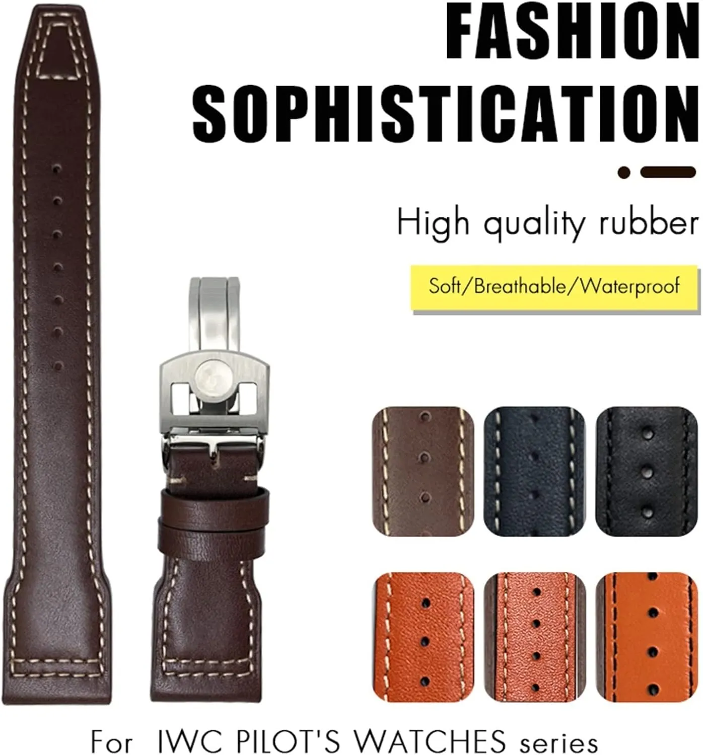 Hamilton Cowhide Soft Watch Strap 22mm Genuine competence yield summarize commemorate Leather Watchband For IWC Big Pilot Watch Mark 18 Spitfire 