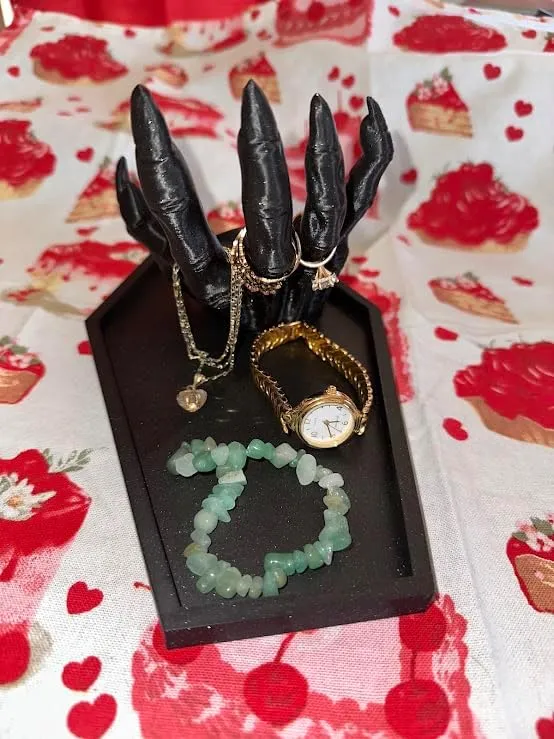 Hand Jewelry Display Tray, Galaxy Black Coffin Shape, 8.5 inch, for Rings, temper Necklaces, Watches (Galaxy Black) Gothic Monster 
