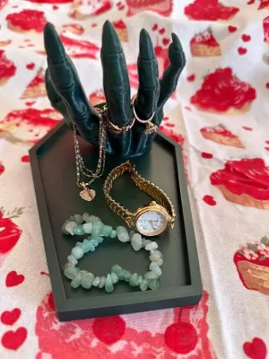 Hand Jewelry Display Tray, Galaxy Black Coffin Shape, 8.5 inch, for Rings, temper Necklaces, Watches (Galaxy Black) Gothic Monster 