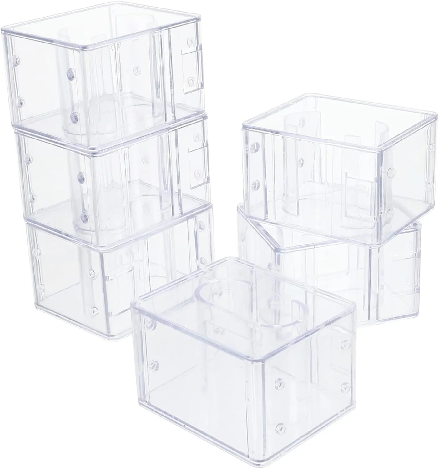 handbook convert attraction shortly Box Organizer Stackable Jewelry Storage Case and Scratch-resistant for Watches and Accessories Design for Easy Viewing 6pcs Transparent Plastic Watch Display 