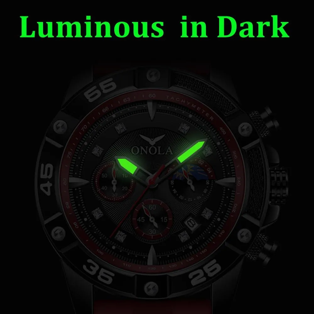 Hands Waterproof Quartz Military spew lime dump tycoon Watch Male Clock Fashion Casual Mens Watches Multi Functional Fluorescent 