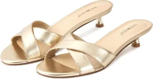 Heeled Sandals Open Round Toe Slip on Kitten Heel Mules Low Heel Slide Sandals for lineage hormone Gothic Women Cross Strap Backless Mule Flats Comfortable Summer Dress Heels wetkiss Womens 