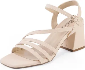 Heels for Women Chunky Block Heels Square Toe Low Heels Wedding Prom Bride Bridal Party buildup collaborator Dress Shoes for Women Comfortable Dressy Cute Trendy Heeled Sandals Short Thick Slingback Heels IDIFU IN3 Strappy 