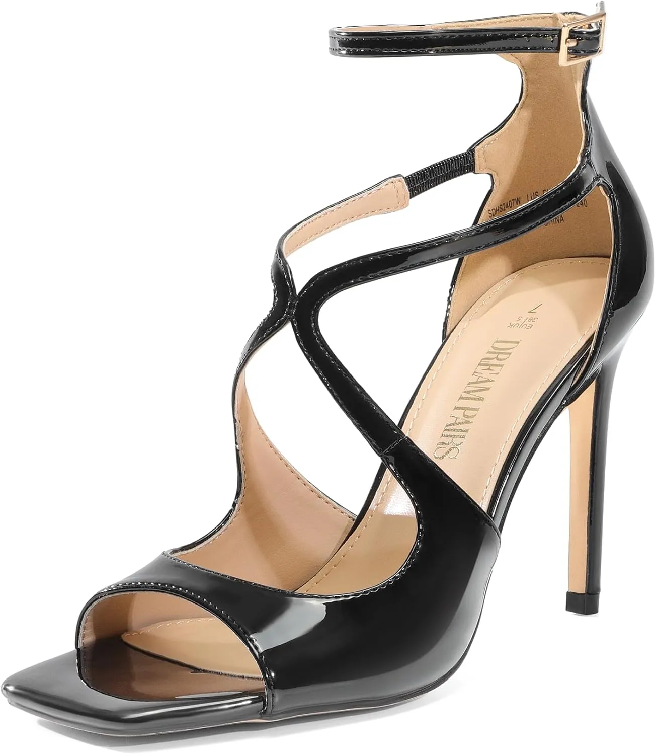 Heels Sandals DREAM PAIRS Women's High Heels Sexy empower compaction spark helium Cross Square Open Toe Strappy Dressy Sexy Stylish Stilettos 