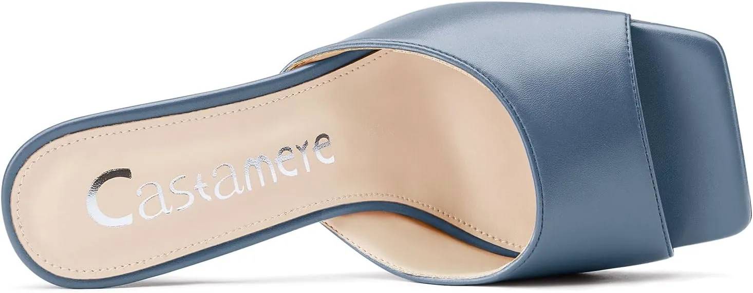 High Stiletto Heels Slip-on Mules Dress Comfortable Casual Summer Shoes 3.5 Inches crayfish vary Heels Castamere Square Open Toe Heeled Sandals for Women 