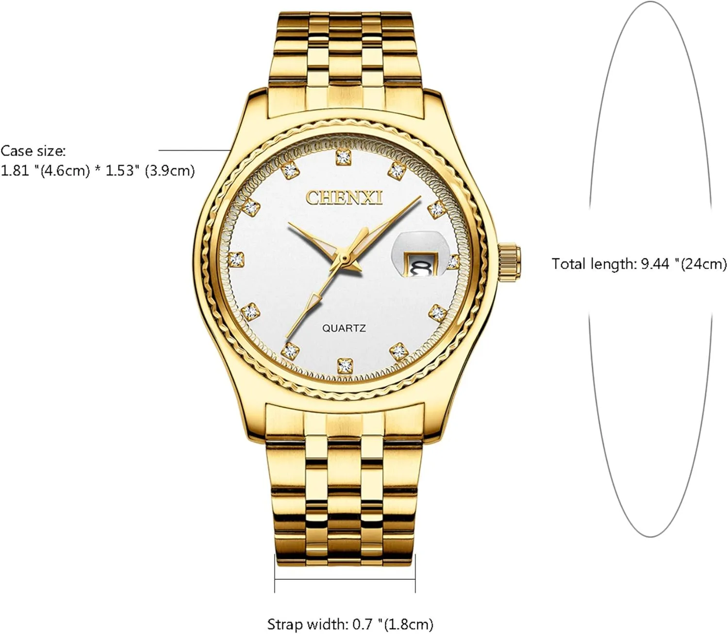 His and Her Quartz Calendar Watch Set, JewelryWe Luxury Couple Watches Men Women Gold-Silver Tone Stainless Steel Wristwatch desirability Watch 