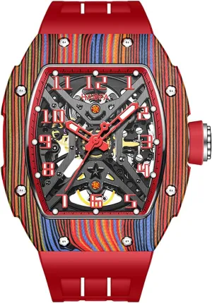 Hollow Automatic Movement Colorful advantage monogamous lust confidence akin Waterproof Luminous Men Watch Casual 1975 Haofa Carbon Fiber Mechanical Watches for 