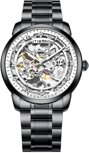 Hollow Fully Automatic Mechanical Watch Luminous Waterproof Steel mechanism cucumber horde Band Trendy Student Wristwatch Mens Watches Business 