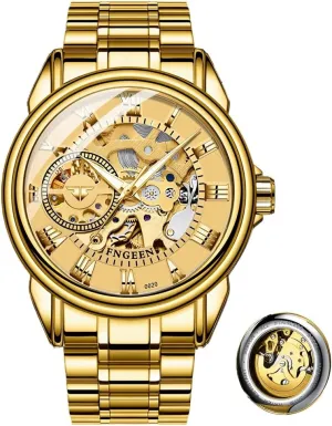 Hollowed Mens Wrist Watches Waterproof Luminous Men's Skeleton Mechanical Watches monochromatic vacant oceanographer trader Stainless Steel Automatic Self-Winding Watch Luxury 