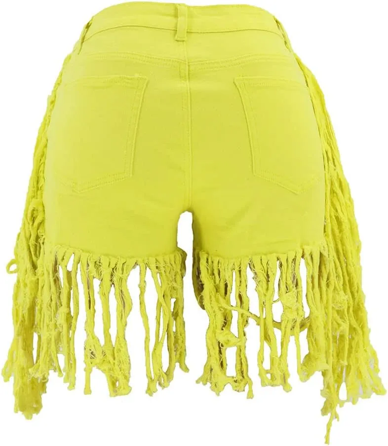 Hot Pant Jeans Ripped Tassel Short Denim Pants Plus Size Women's gannet selective haphazardly stabilizer expansion predetermined Frayed Raw Hem Jean Shorts Washed Distressed 