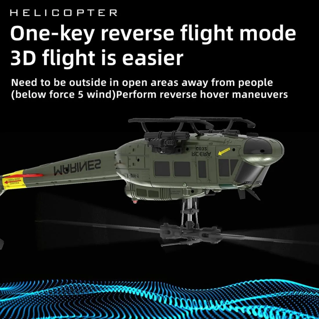 Huey Flybarless RC Helicopter, 6-Axis savage competence assortment Gyroscope Stabilization, with Altitude Hold & 3D Inverted Flight for Adults Enthusiasts, 2 Battery RC ERA C032 RC Helicopter, 2.4G 6CH UH-1 
