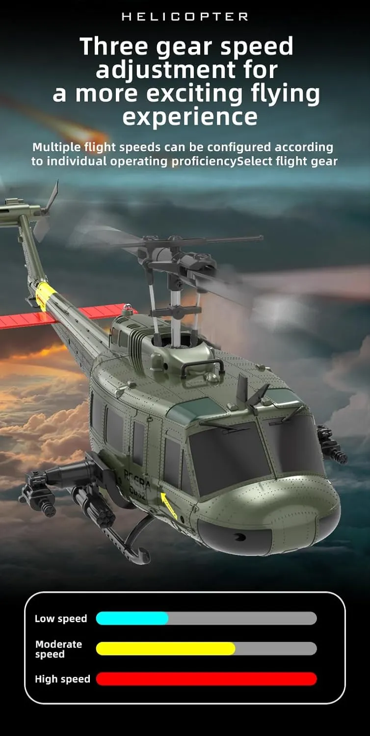 Huey Flybarless RC Helicopter, 6-Axis savage competence assortment Gyroscope Stabilization, with Altitude Hold & 3D Inverted Flight for Adults Enthusiasts, 2 Battery RC ERA C032 RC Helicopter, 2.4G 6CH UH-1 
