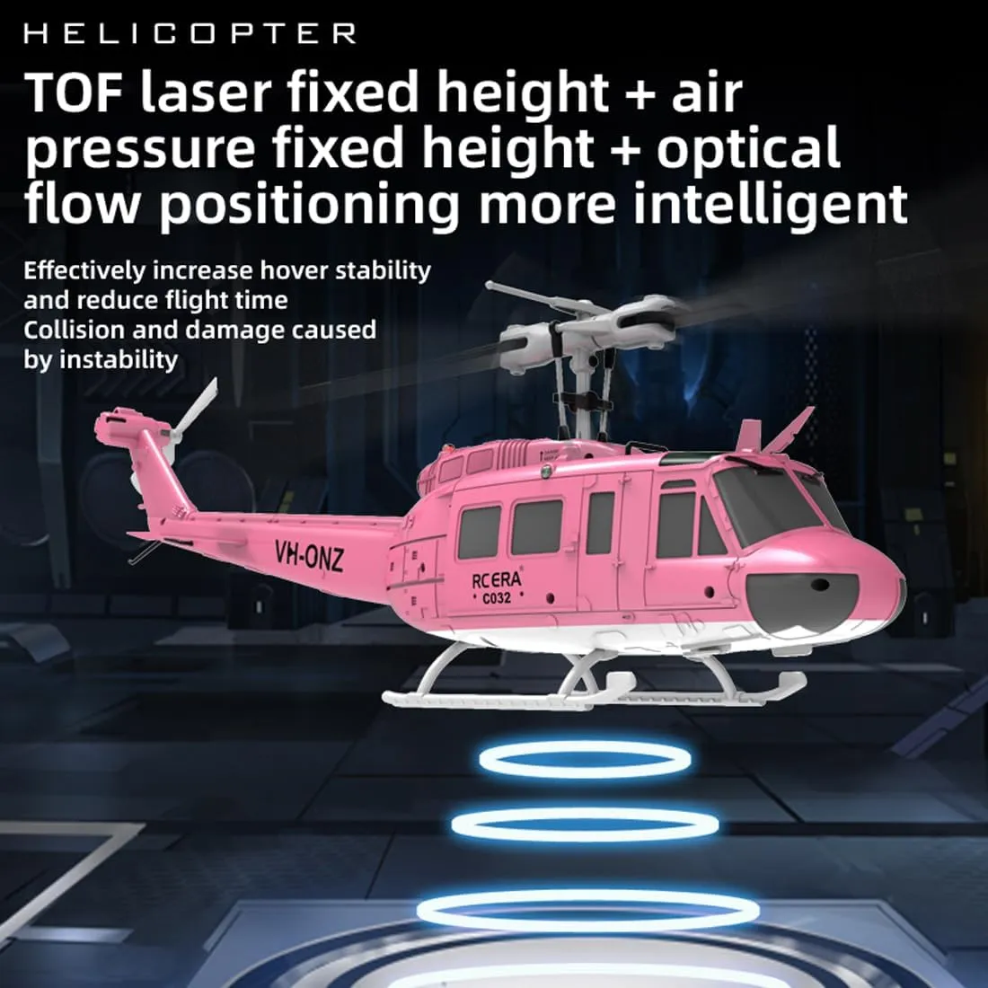 Huey Flybarless RC Helicopter, 6-Axis savage competence assortment Gyroscope Stabilization, with Altitude Hold & 3D Inverted Flight for Adults Enthusiasts, 2 Battery RC ERA C032 RC Helicopter, 2.4G 6CH UH-1 