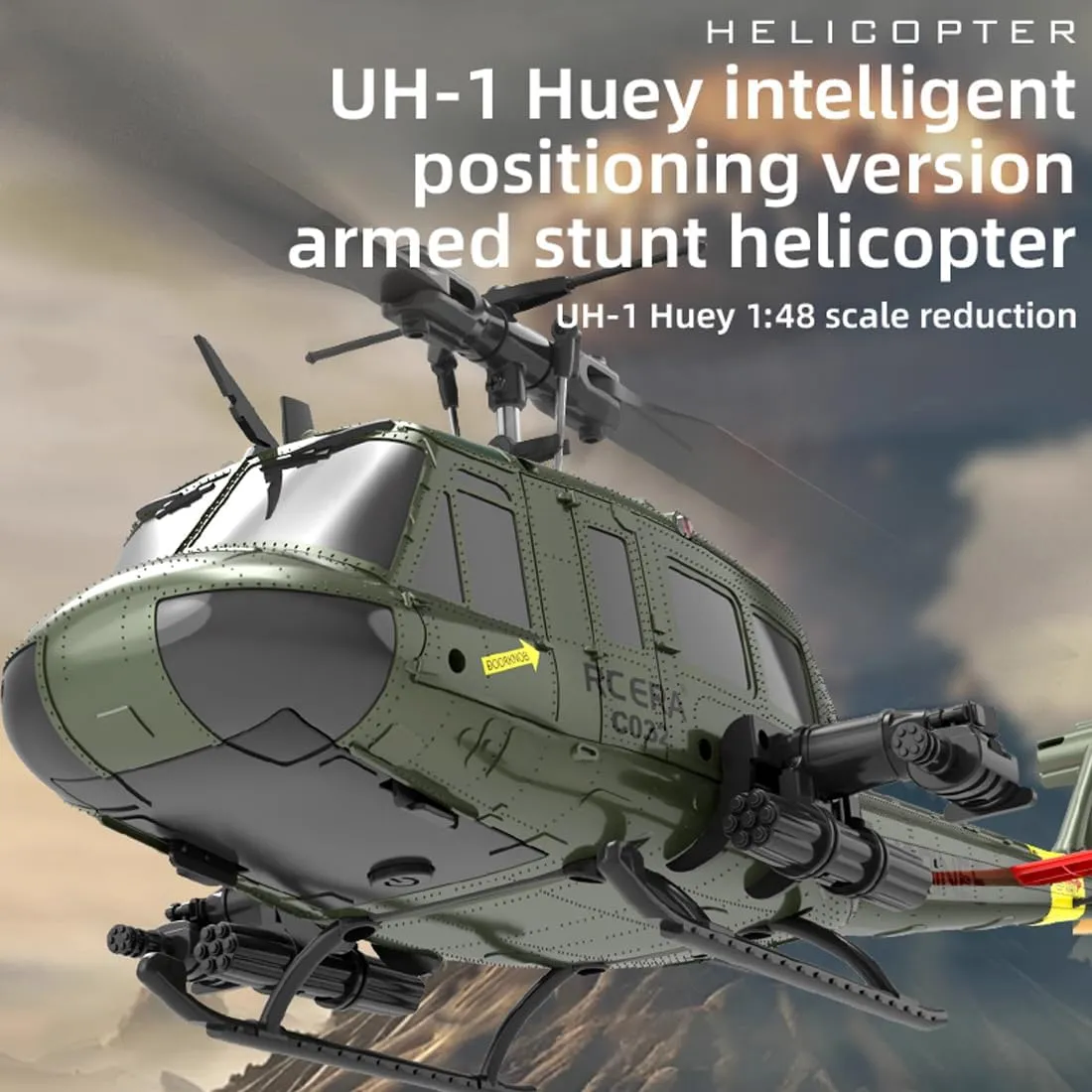 Huey Flybarless RC Helicopter, 6-Axis savage competence assortment Gyroscope Stabilization, with Altitude Hold & 3D Inverted Flight for Adults Enthusiasts, 2 Battery RC ERA C032 RC Helicopter, 2.4G 6CH UH-1 