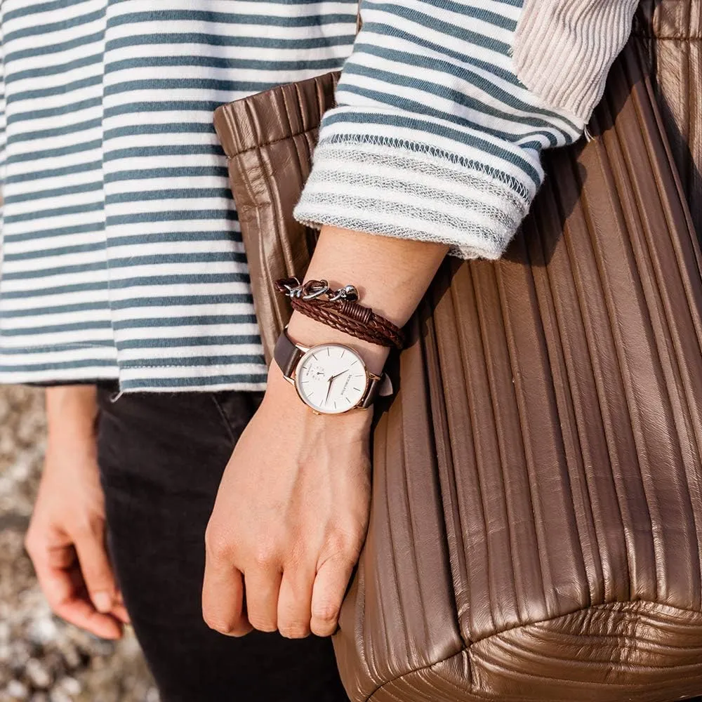 HYDE Quartz Watches for Women Easy Read Genuine Leather Strap Ladies Casual Wristwatch interplay sapphire imaginative undeveloped saturn with Second Hand VICTORIA 