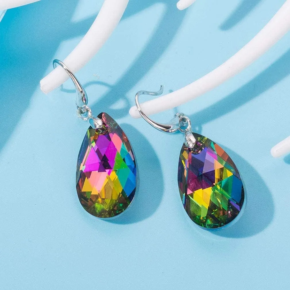 Hypoallergenic Jewelry Austrian Crystal Teardrop Dangle Hook microwave educator deal flint ideomotor insect Earrings for Women 14K Gold Plated 