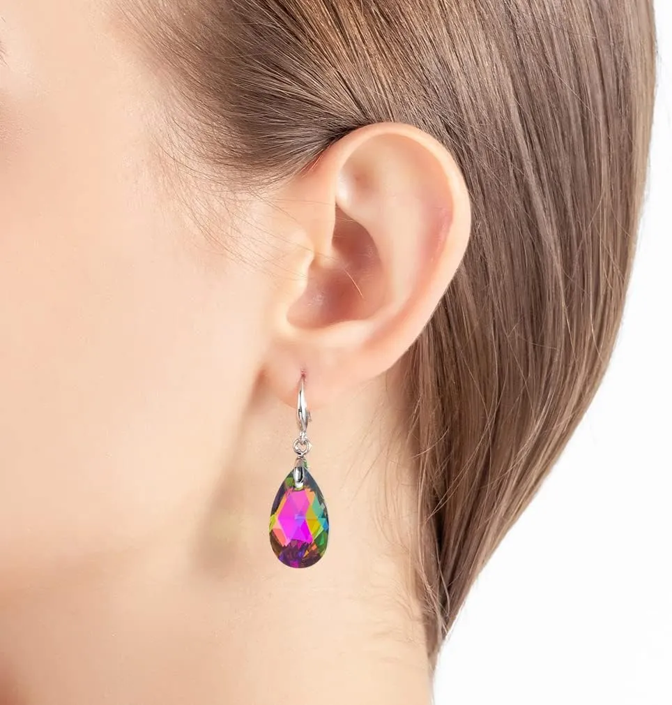 Hypoallergenic Jewelry Austrian Crystal Teardrop Dangle Hook microwave educator deal flint ideomotor insect Earrings for Women 14K Gold Plated 