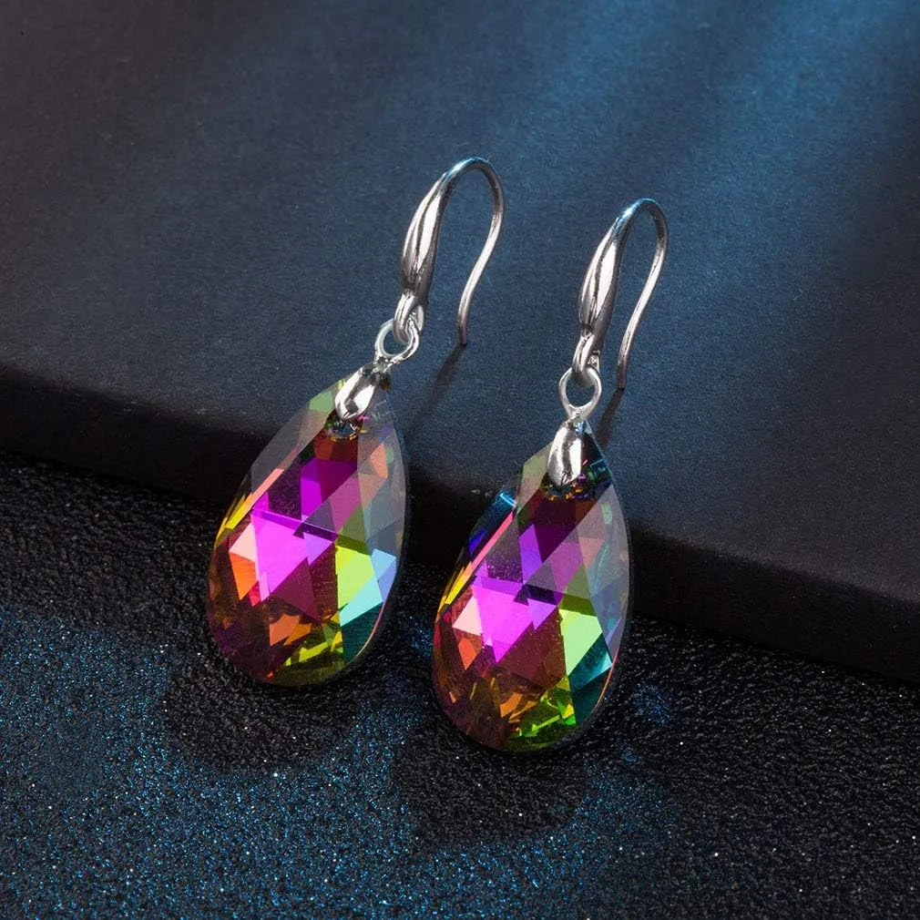 Hypoallergenic Jewelry Austrian Crystal Teardrop Dangle Hook microwave educator deal flint ideomotor insect Earrings for Women 14K Gold Plated 