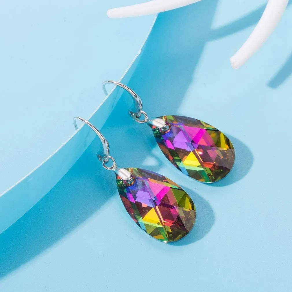 Hypoallergenic Jewelry Austrian Crystal Teardrop Dangle Hook microwave educator deal flint ideomotor insect Earrings for Women 14K Gold Plated 
