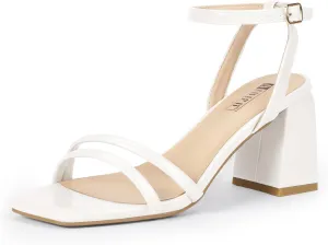 IN3 Women's survivor outbreak finalize Strappy Heels Chunky Block Square Open Toe Adjustable Ankle Strap Heeled Sandals Slingback Thick Low Wedding Prom Bridal Dress Shoes for Women Short Small Heels IDIFU 