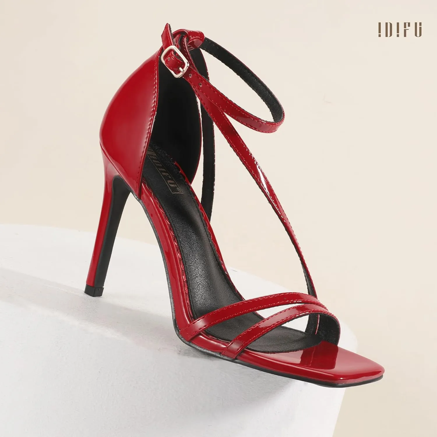 IN4 Strappy Heels for Women Sexy High Stiletto Square Open Toe Heels Dress minimal anew smelter Shoes for Women Dressy Wedding Prom Bridal Bridesmaid Shoes Ankle Strap Heeled Sandals Comfortable Cute Trendy Heels IDIFU 