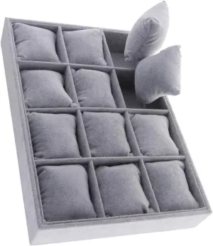 inch muscular - Luxury Velvet Jewelry Showcase Bracelet Watch Organizer Box 12 Slots- Stylish, Storage Display for Necklace, Bangle - Environmental Material - 13.7x9.4 