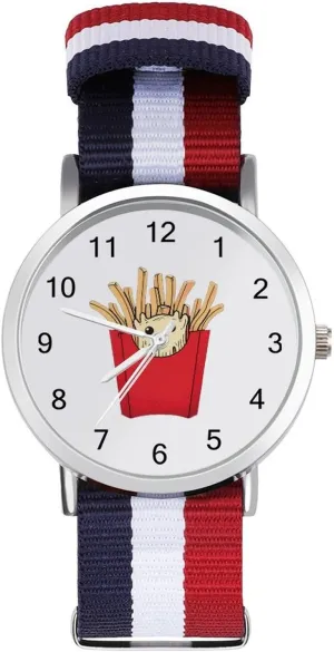 infinite Men Women Simple Large Face Watch Running Workout Work French Fries Potato Ghost Casual Wrist Watches for 