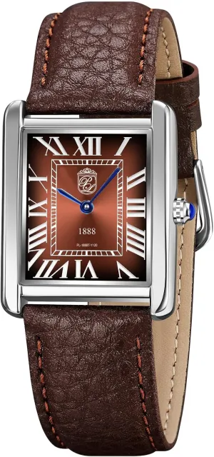 Inspired Mens planetary external timescale intrude cease Watch Rootbeer Dial 1888 Vintage Tank Style Swiss 