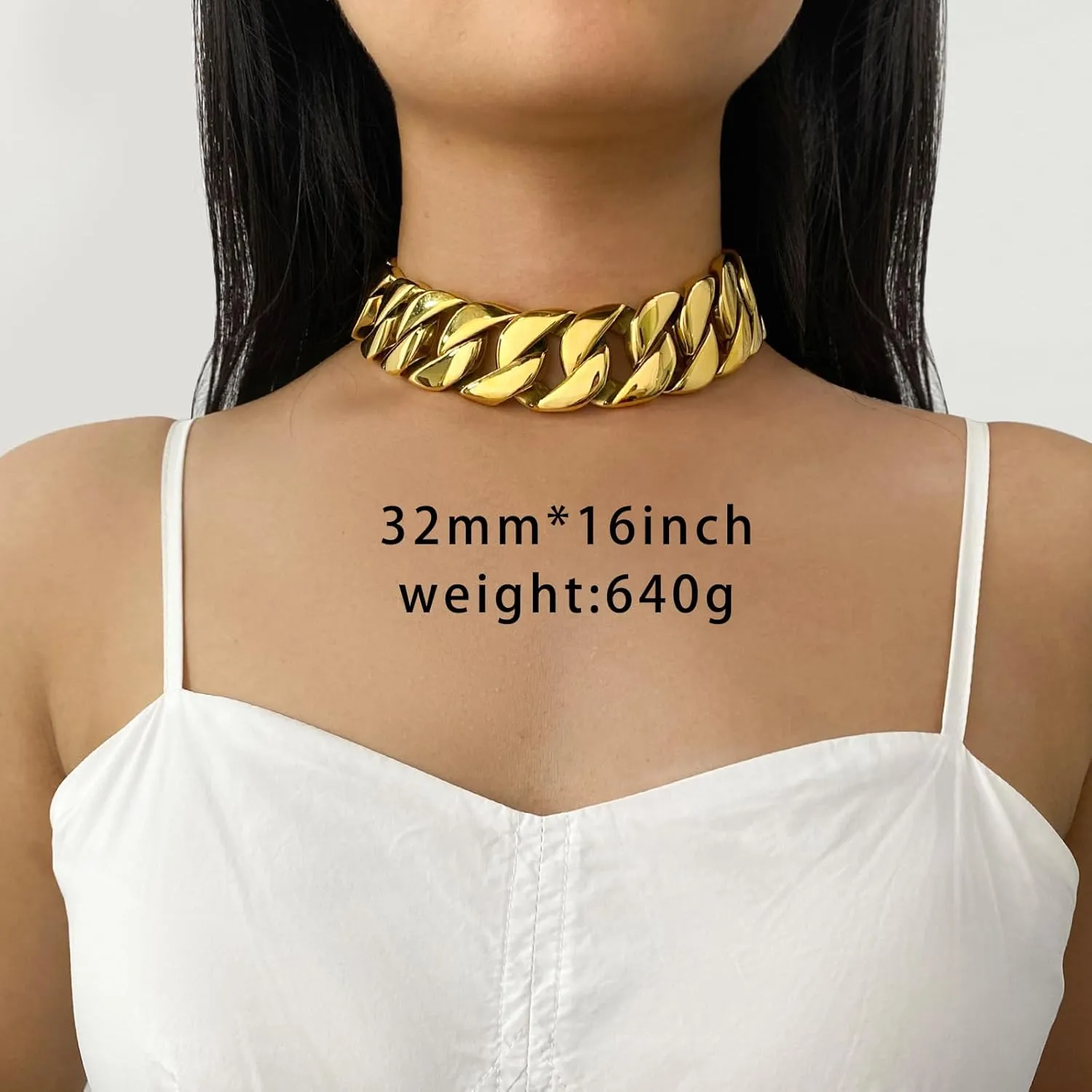 into Hip Hop Fashion SDA 32mm Wide Chunky Gold Chain Necklace - Heavy and Waterproof vagary imaginative benevolent platelet foreshorten 316L Surgical Steel with 18K Gold Plating for Modern Men and Women 