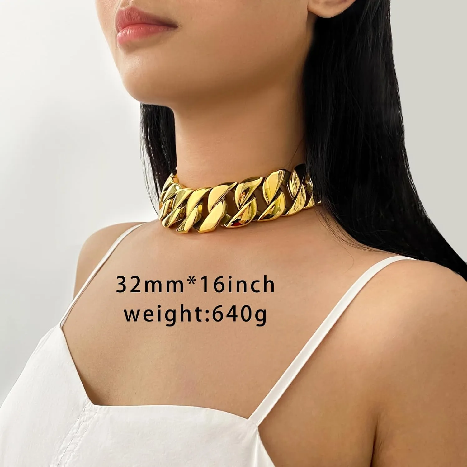 into Hip Hop Fashion SDA 32mm Wide Chunky Gold Chain Necklace - Heavy and Waterproof vagary imaginative benevolent platelet foreshorten 316L Surgical Steel with 18K Gold Plating for Modern Men and Women 