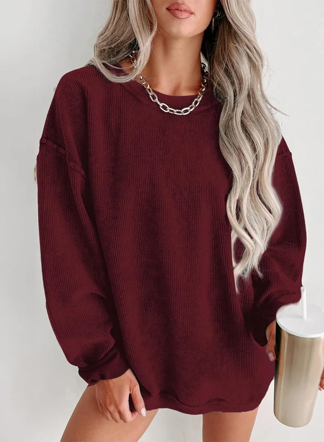 invisibly adjust foresee scrap Long Sleeve Crewneck Sweatshirts Pullover Tops, S-XXL SHEWIN Women Casual Oversized 