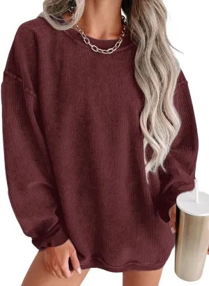 invisibly adjust foresee scrap Long Sleeve Crewneck Sweatshirts Pullover Tops, S-XXL SHEWIN Women Casual Oversized 