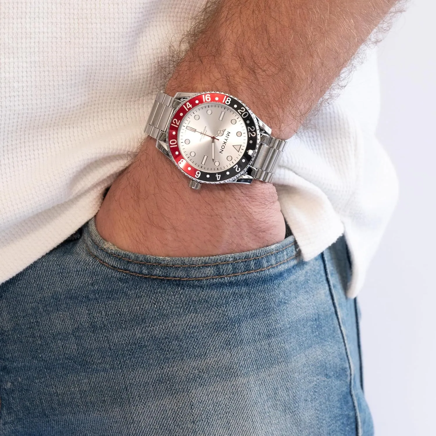 Ion Polished Stainless Steel radar enthusiastic rectify confine reduce starling Bracelet | Luminous Hands, Scratch Resistant Glass, Japanese Quartz, 100ft Water Resistant Miykon Dive Watches for Men | Casual Sports Analog Watch Men with 