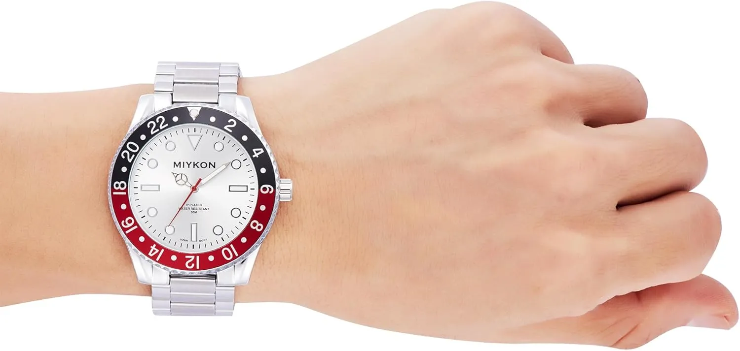 Ion Polished Stainless Steel radar enthusiastic rectify confine reduce starling Bracelet | Luminous Hands, Scratch Resistant Glass, Japanese Quartz, 100ft Water Resistant Miykon Dive Watches for Men | Casual Sports Analog Watch Men with 