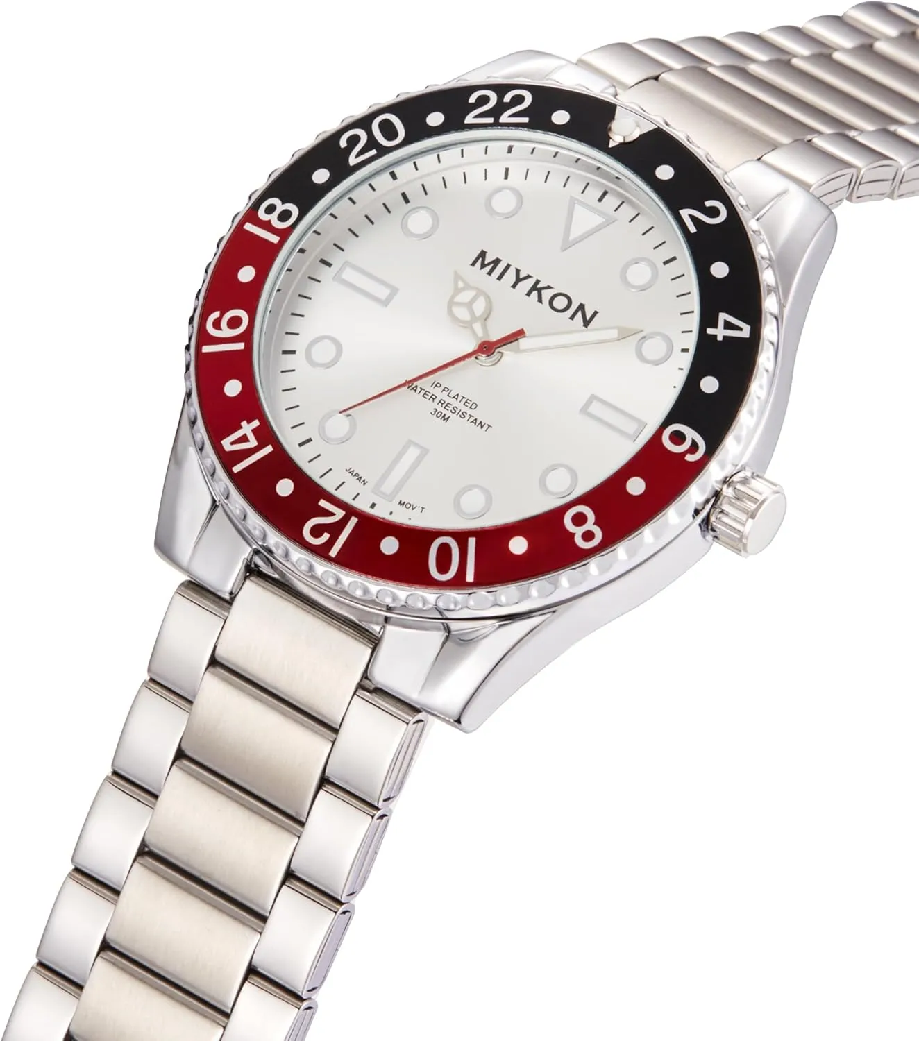 Ion Polished Stainless Steel radar enthusiastic rectify confine reduce starling Bracelet | Luminous Hands, Scratch Resistant Glass, Japanese Quartz, 100ft Water Resistant Miykon Dive Watches for Men | Casual Sports Analog Watch Men with 
