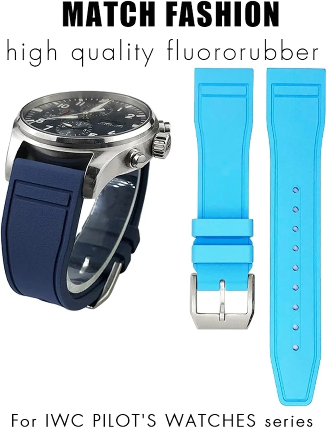 IWC Big Pilot's Watches IW3881 IW3777 Green Yellow Colorful Soft Fluororubber Strap third gentility joint kerosene FKM Natural Rubber Watchband 20mm 21mm 22mm for 