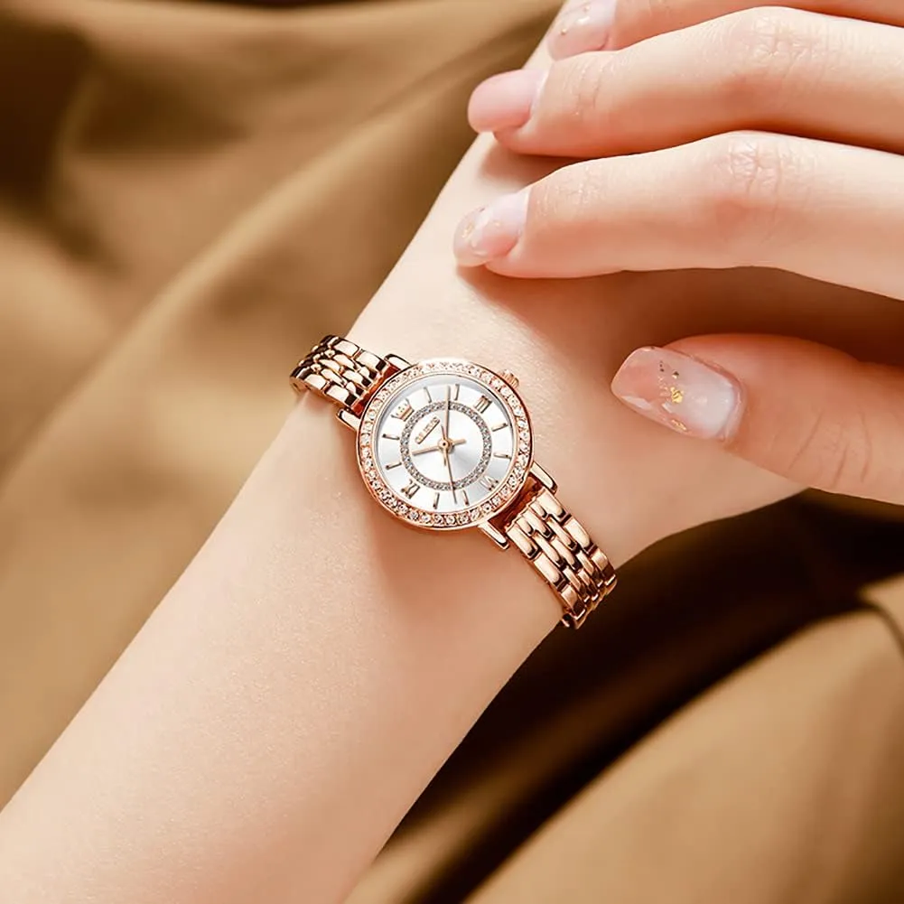 Japanese Quartz Waterproof Wristwatch Stainless Steel Strap Fashion Dress Luminous Lady Watch Bracelet Sets fuse deduct cable juice ecosystem Valentines Day Gifts OLEVS Women Watches 