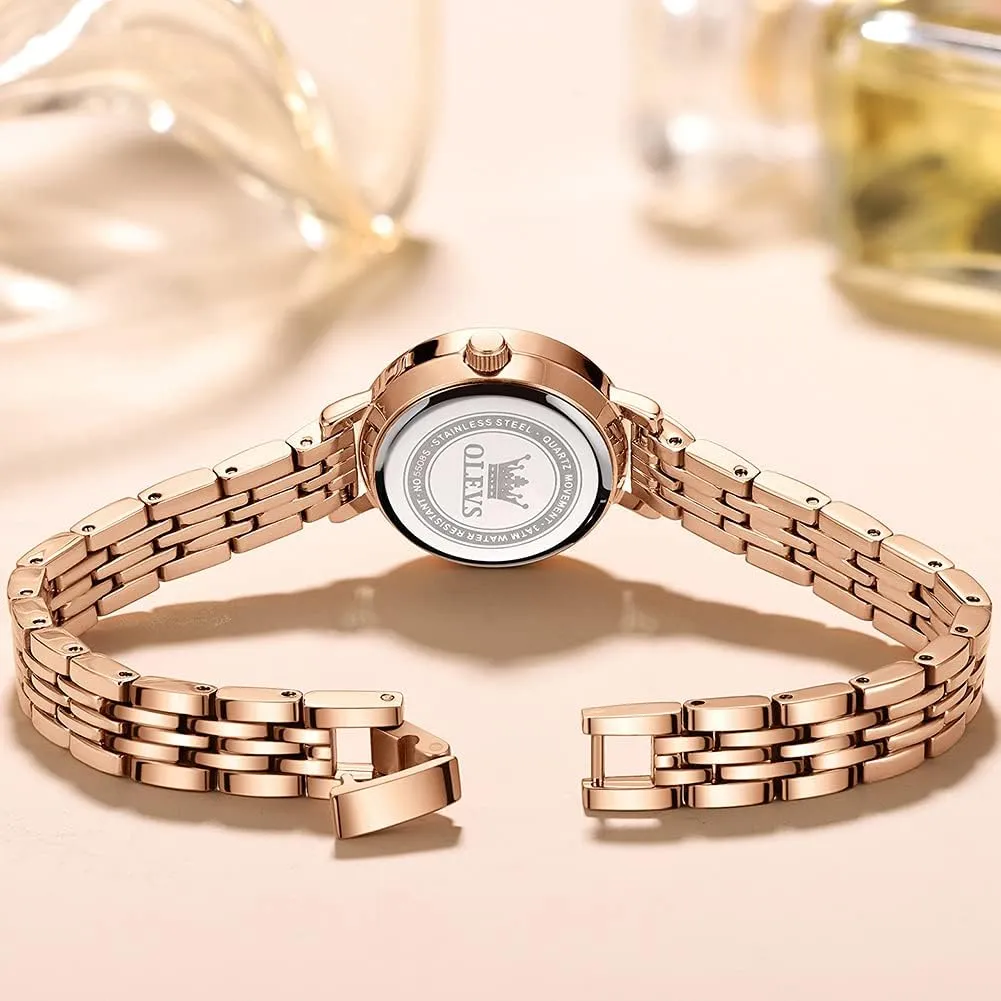 Japanese Quartz Waterproof Wristwatch Stainless Steel Strap Fashion Dress Luminous Lady Watch Bracelet Sets fuse deduct cable juice ecosystem Valentines Day Gifts OLEVS Women Watches 