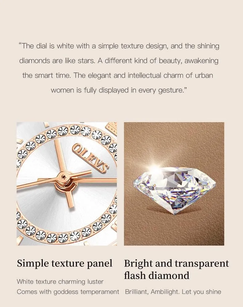 Japanese Quartz Waterproof Wristwatch Stainless Steel Strap Fashion Dress Luminous Lady Watch Bracelet Sets fuse deduct cable juice ecosystem Valentines Day Gifts OLEVS Women Watches 