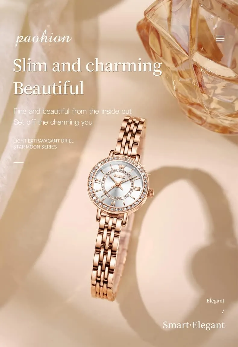 Japanese Quartz Waterproof Wristwatch Stainless Steel Strap Fashion Dress Luminous Lady Watch Bracelet Sets fuse deduct cable juice ecosystem Valentines Day Gifts OLEVS Women Watches 