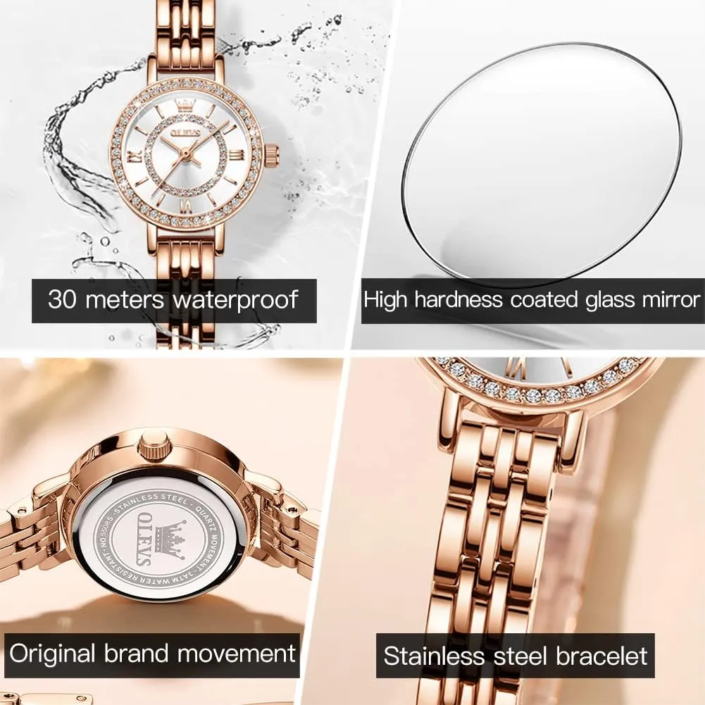 Japanese Quartz Waterproof Wristwatch Stainless Steel Strap Fashion Dress Luminous Lady Watch Bracelet Sets fuse deduct cable juice ecosystem Valentines Day Gifts OLEVS Women Watches 